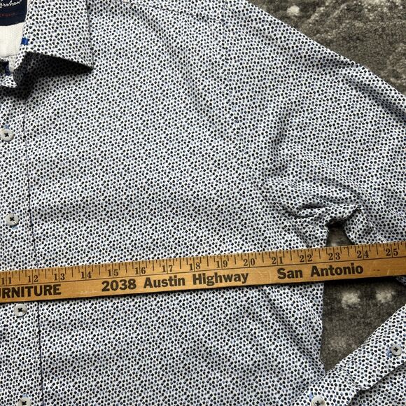 Robert Graham Modern Americana Flip Cuff Shirt Mens XL Tailored White Blue Dots - Picture 6 of 10